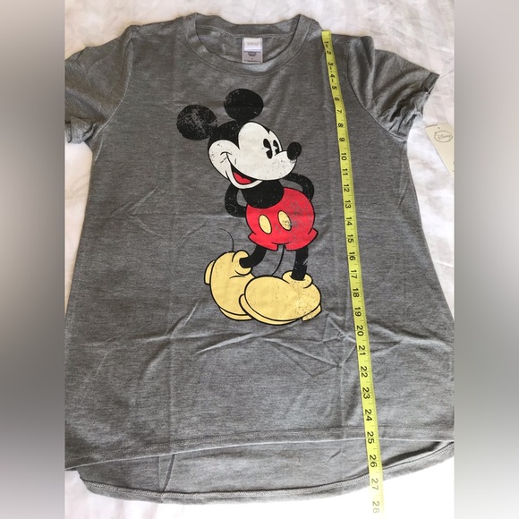 Disney Mickey Mouse Gray Short Sleeve Fitted T-shirt Scoop Neck Women sz Large - Picture 15 of 16